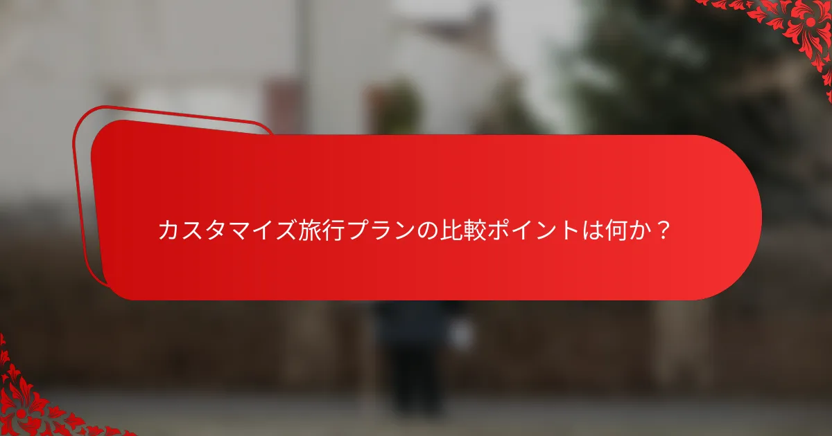 カスタマイズ旅行プランの比較ポイントは何か?