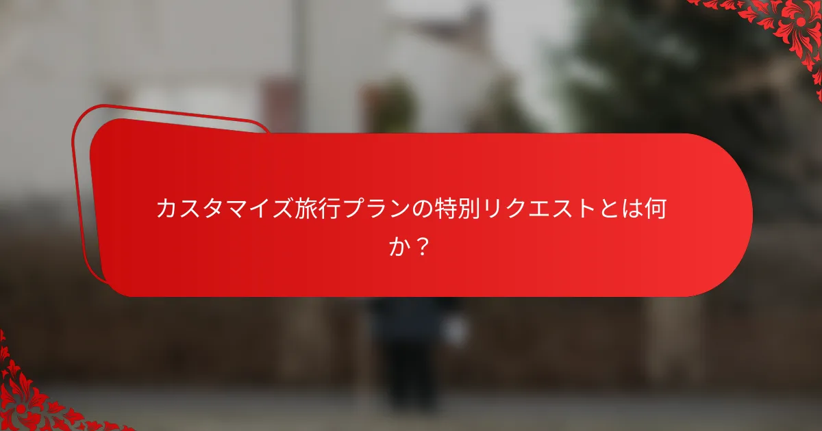 カスタマイズ旅行プランの特別リクエストとは何か?