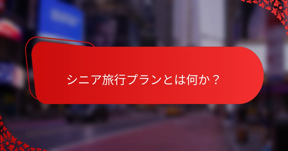シニア旅行プランとは何か?